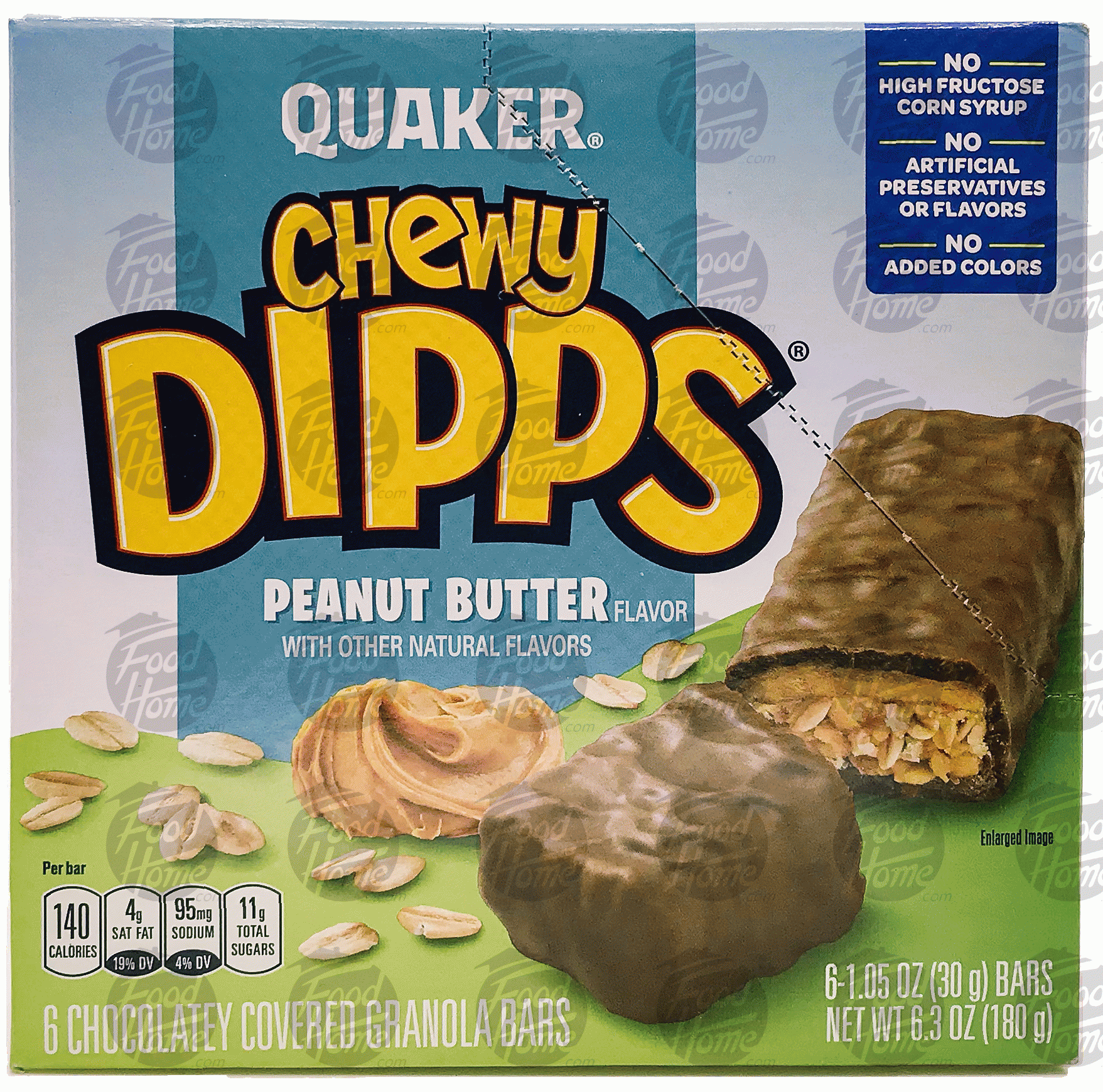 Quaker Chewy Dipps peanut butter chocolatey covered granola bars, 6 ct Full-Size Picture